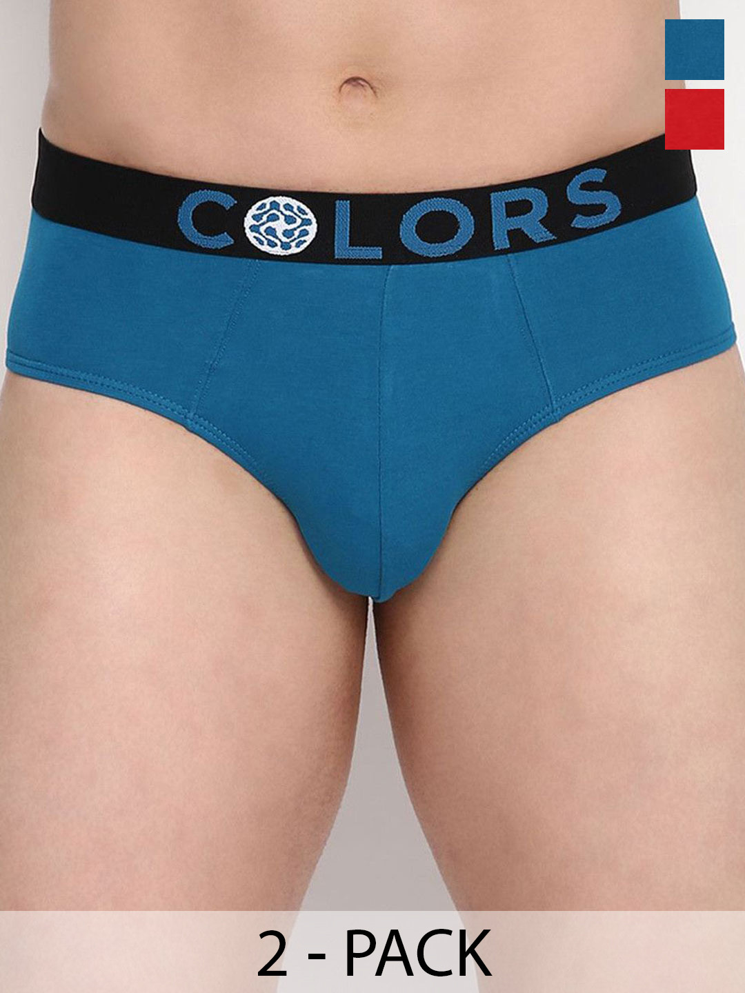 COLORS by Rupa Frontline Pack of 2 Men's Solid Mid Rise Basic Briefs