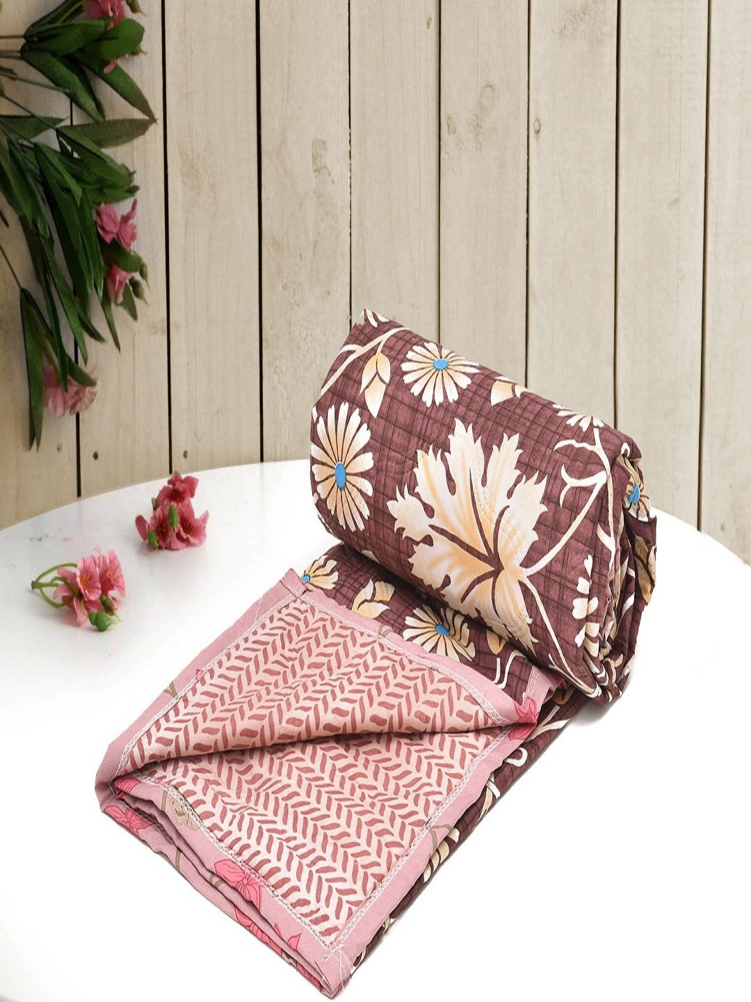 RRC Maroon Floral Microfiber AC Room Comforter