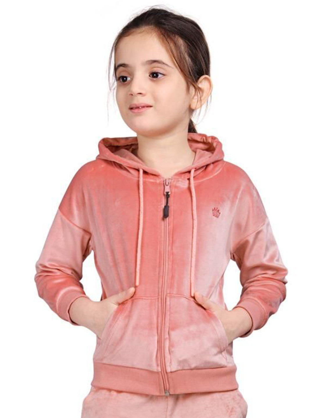 PLUM TREE Girls Velour Zip-up Hoodie Sweatshirt