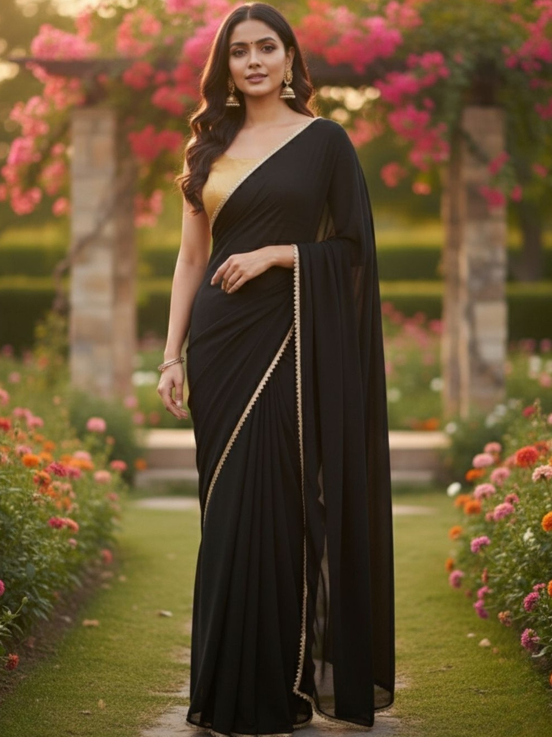 Apni Maati Vastram Pure Georgette Saree with Zari Border