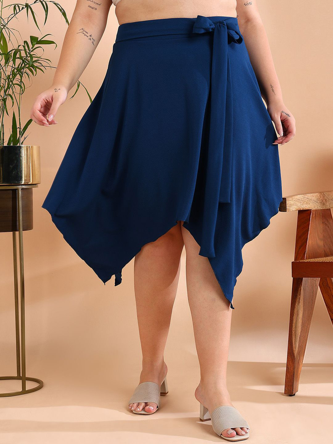 BAESD Women Asymmetric Hem Slip- On Wrap Midi Skirts