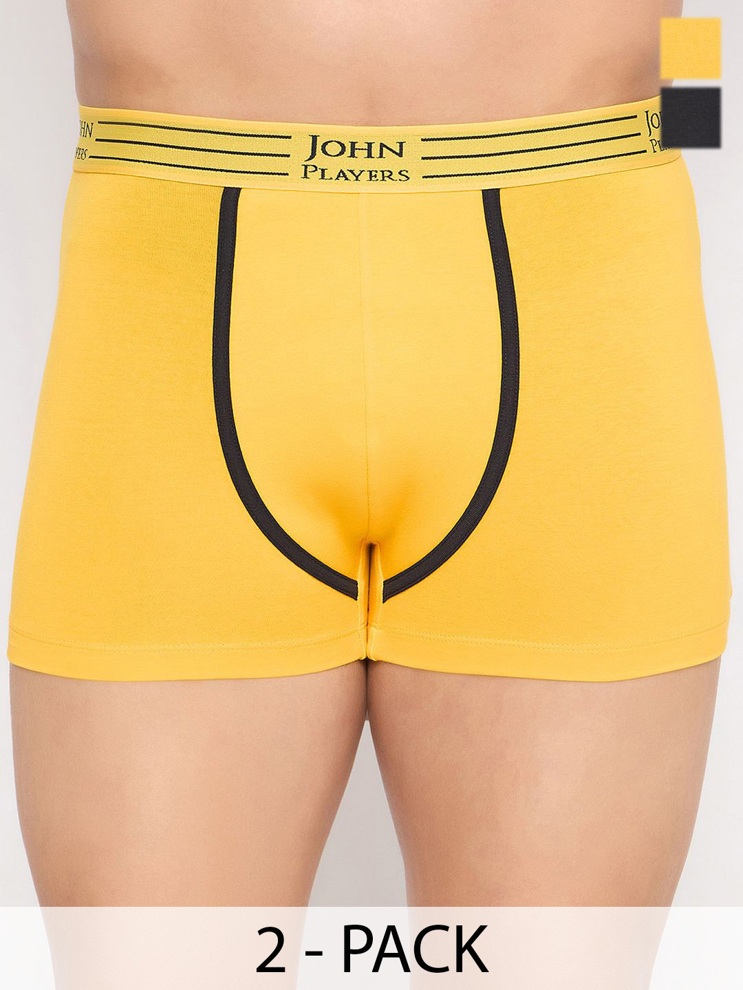 John Players Pack of 2 With Striped Waistband Cotton Trunks JPC026Y19S