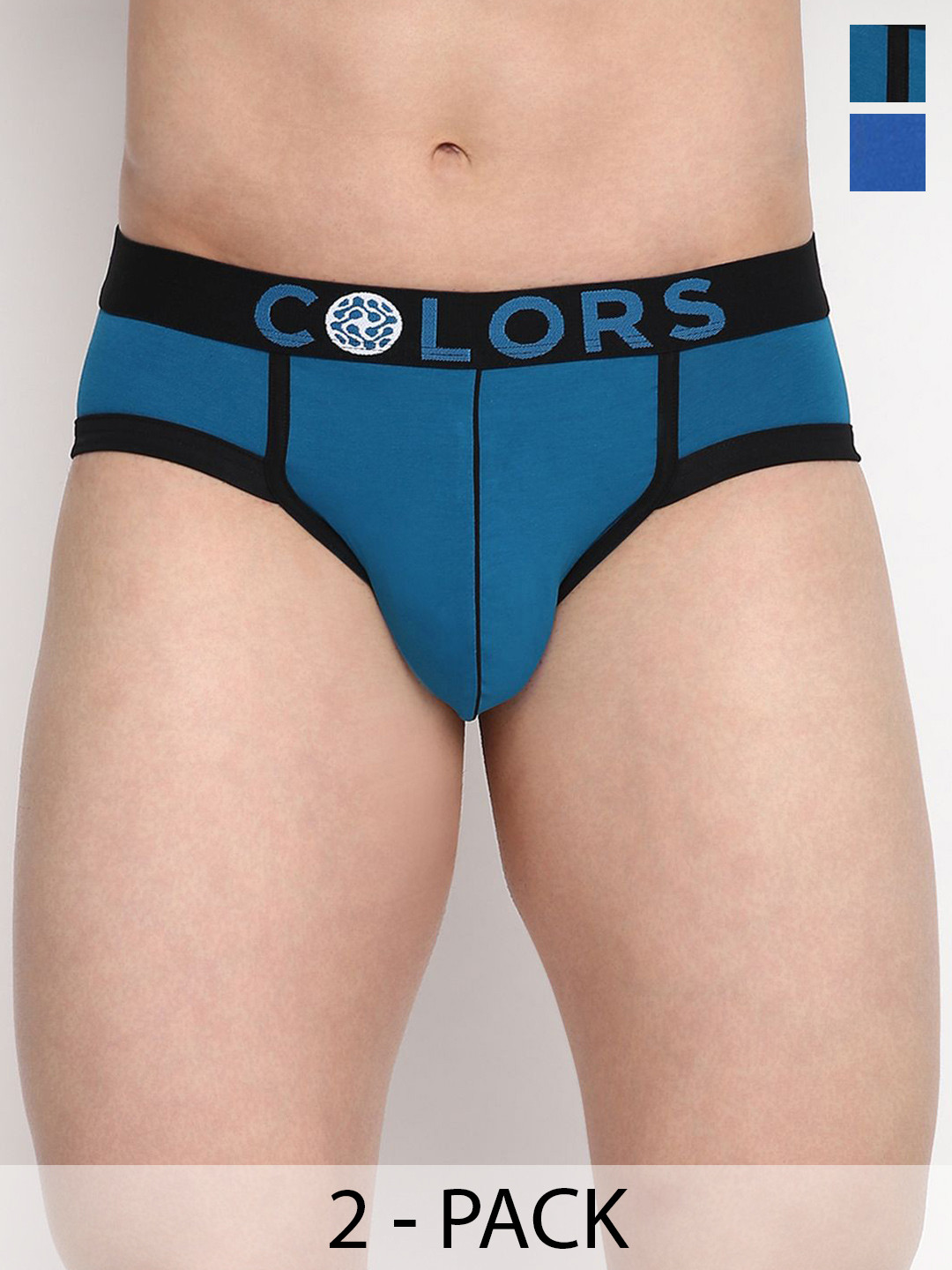 COLORS by Rupa Frontline Men Pack of 2 Solid Basic Briefs 116--PBL(1)-RBL(1)