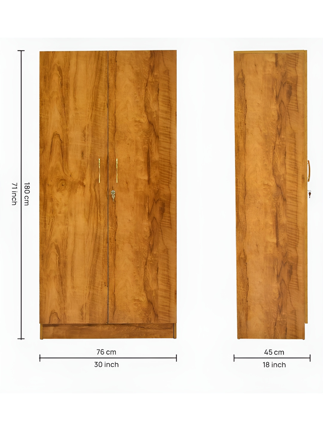 Outkraft Brown 2 Door Wardrobe