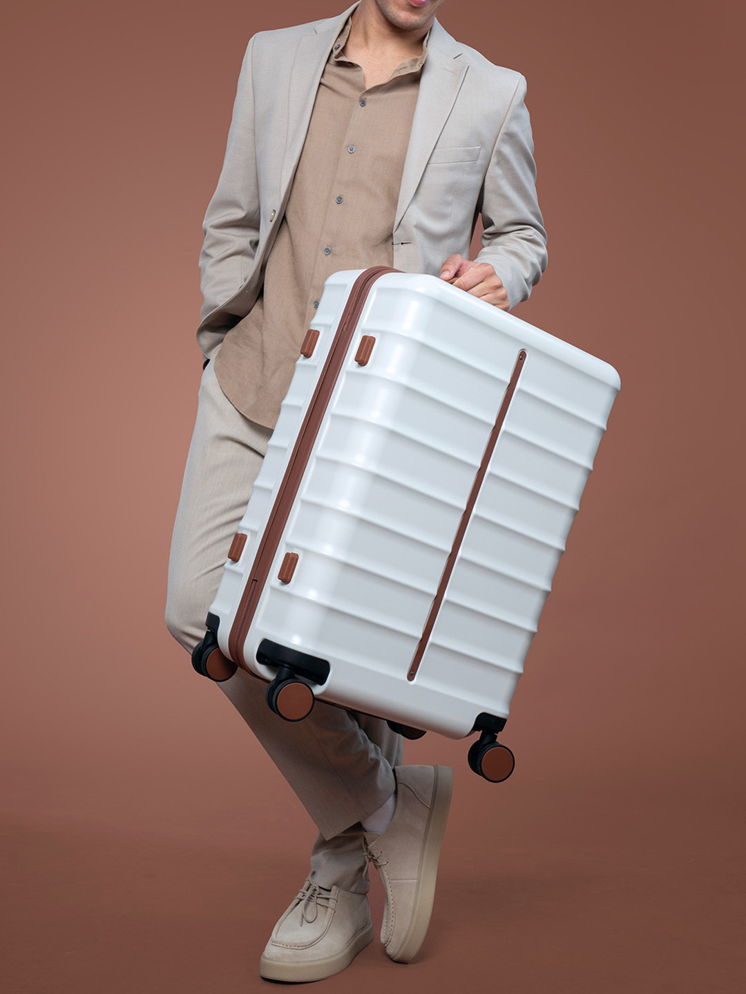 Assembly Premium Polycarbonate Check-In Trolley Bag - 24 inch - White - Odyssey 66 Litres