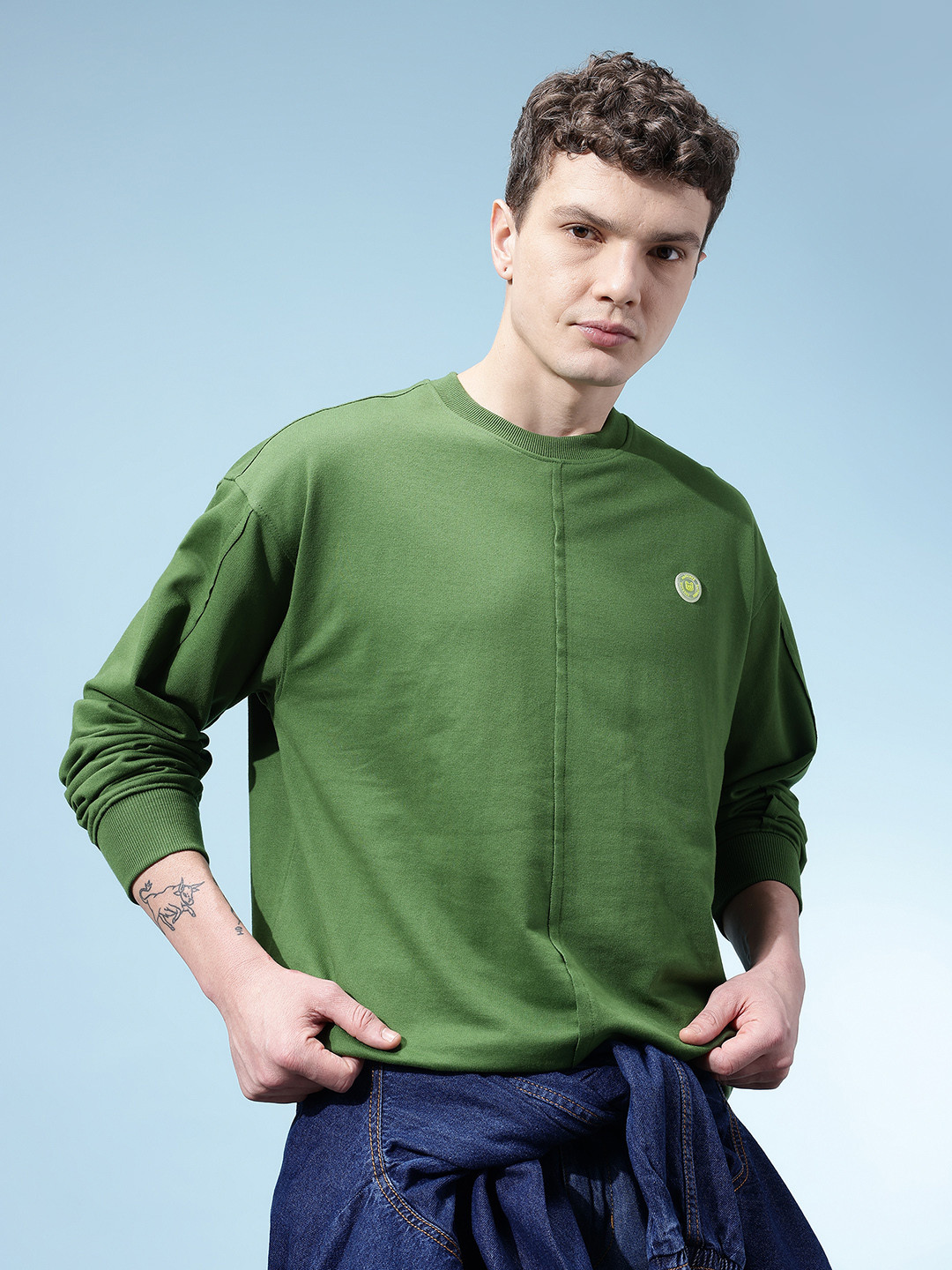 glitchez Paneled Raw Edge Applique Detail Sweatshirt