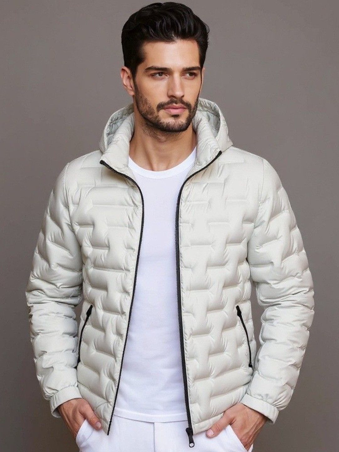 HERE&NOW Stand Collar Long Sleeves Quilted Jackets