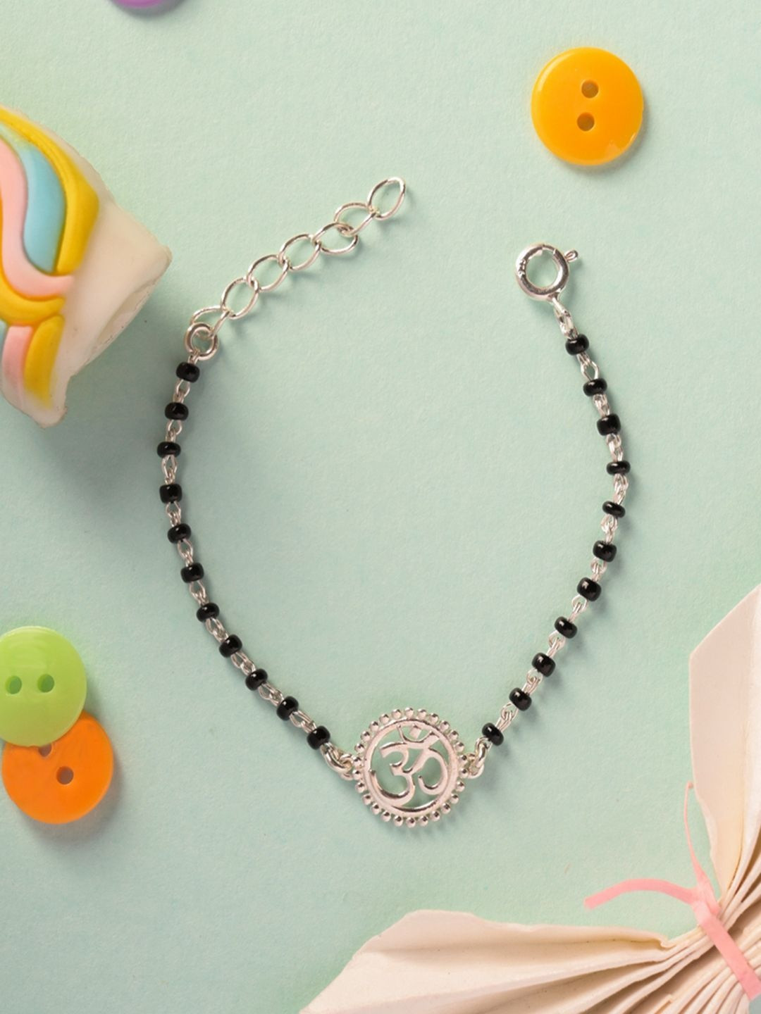Clara Kids 925 Sterling Silver Rhodium-PlatedNazariya Om Bracelet