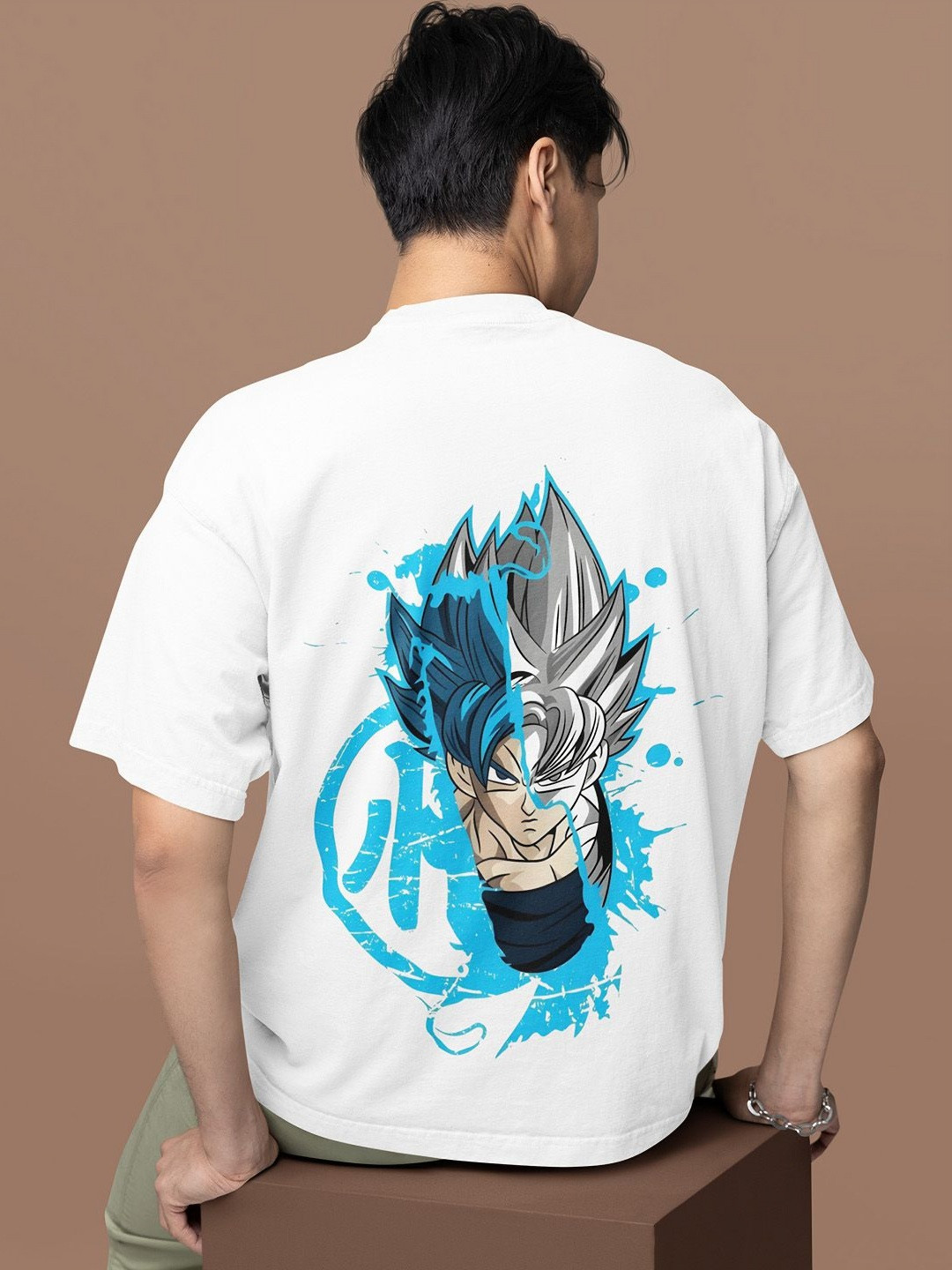 HANGERHOOD Men Dragon Ball Z Graphic Printed Round Neck Pure Cotton Oversized T-shirt