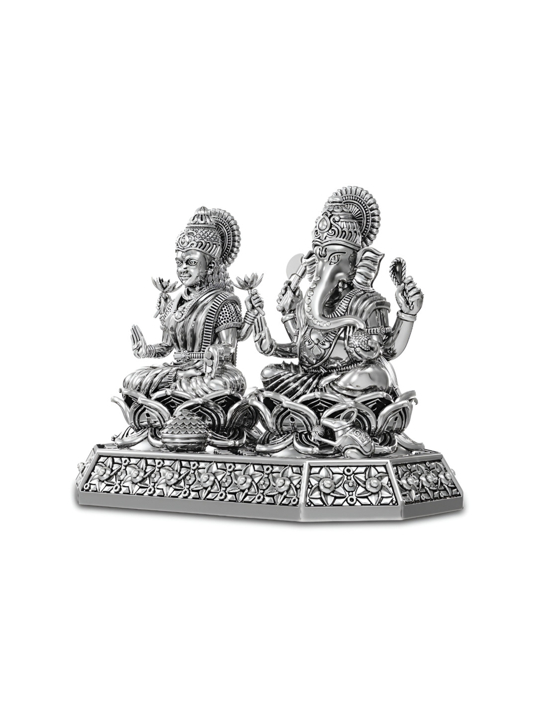Joyalukkas Silver-Toned  Lakshmi And Ganesha Idol Religious Showpieces