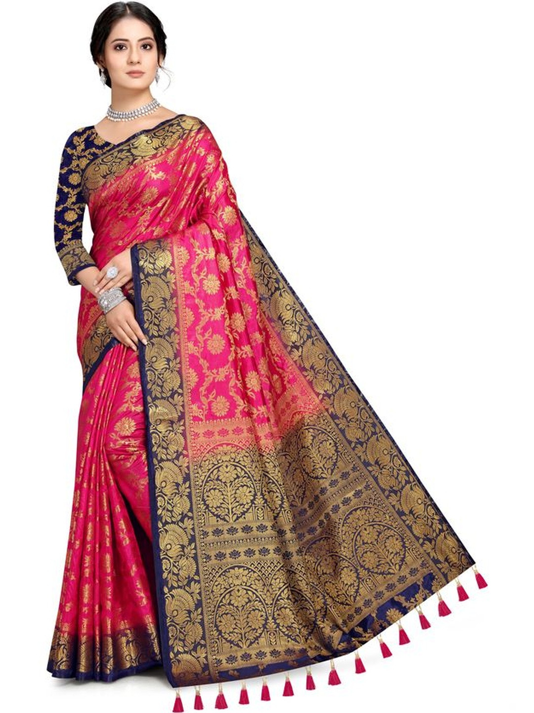 COSBILA FASHION Ethnic Motifs Woven Design Banarasi Saree