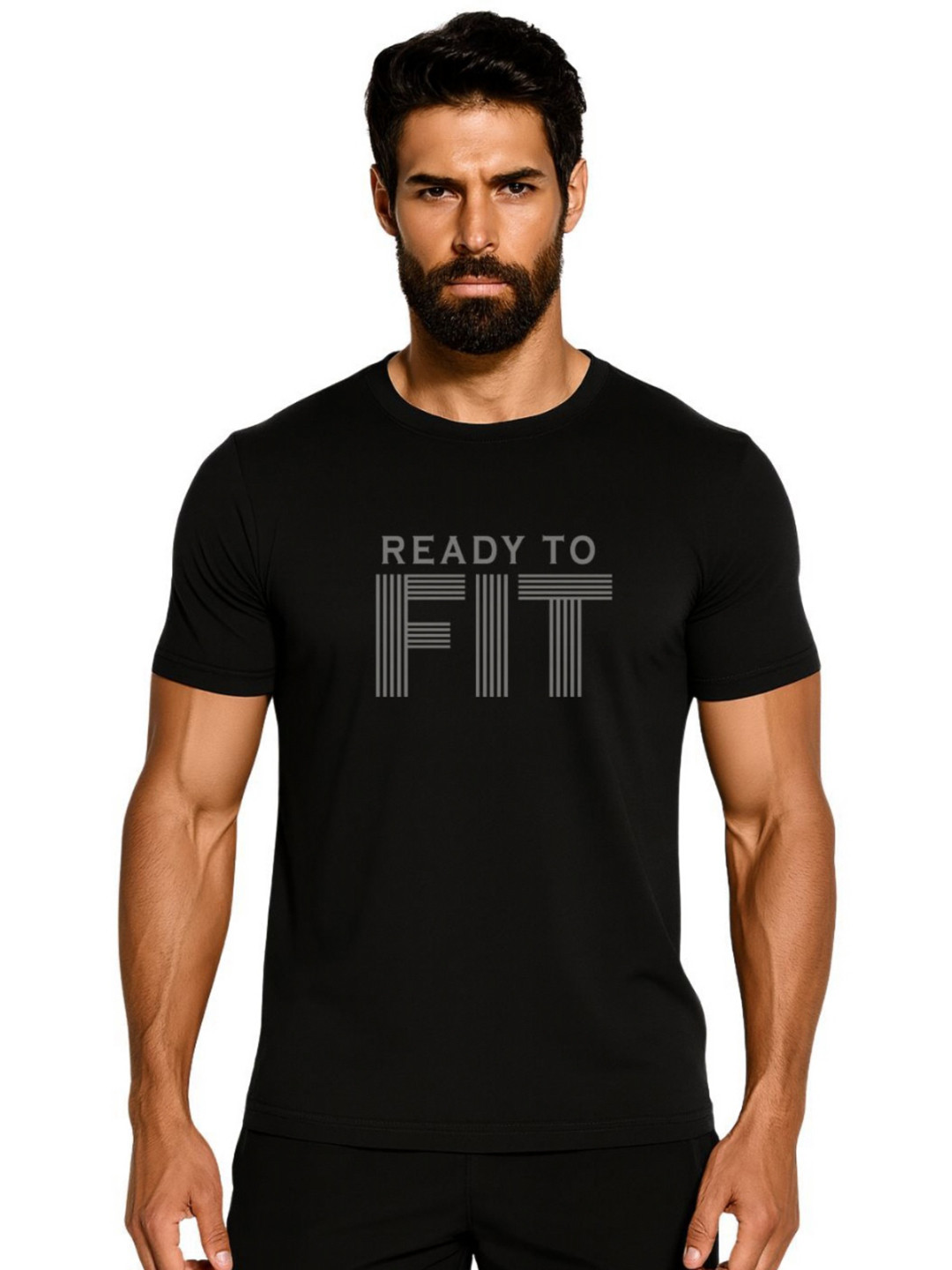3Colors Typography Printed Round Neck Short Sleeves Dry Fit T-shirt