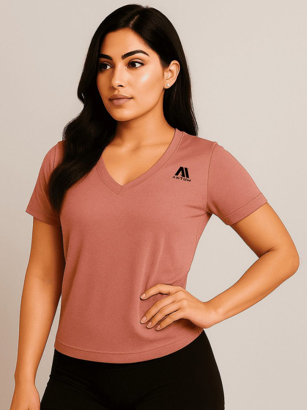 ANTUM Regular Fit Cotton V-Neck T-shirt