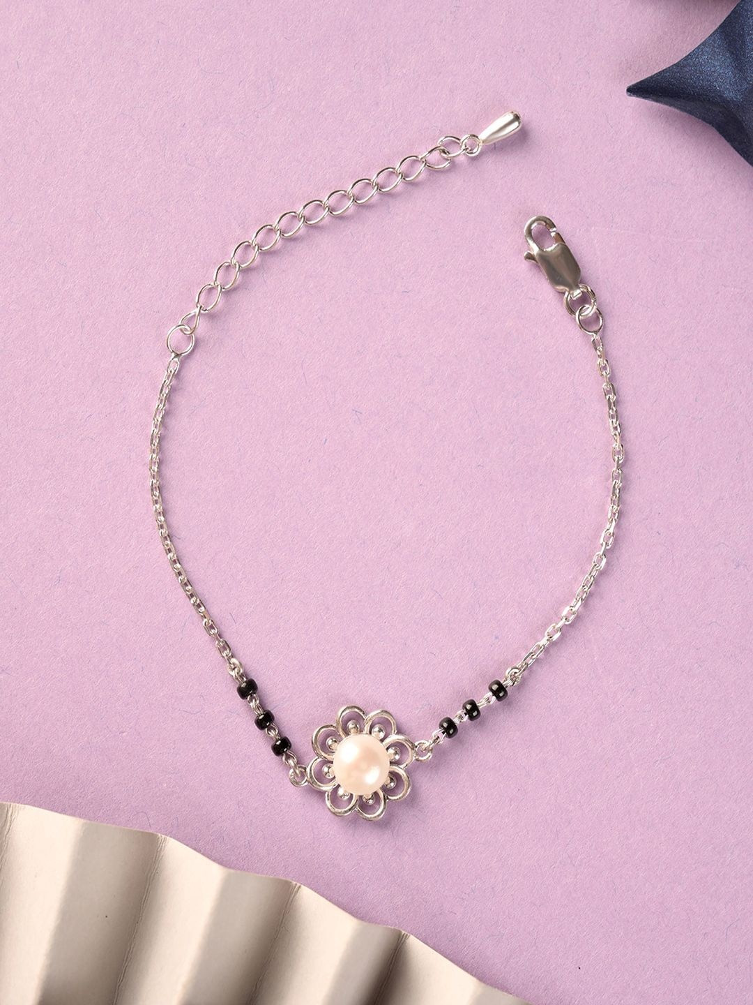 Clara Women Silver Zaba Pearl Mangalsutra Bracelet
