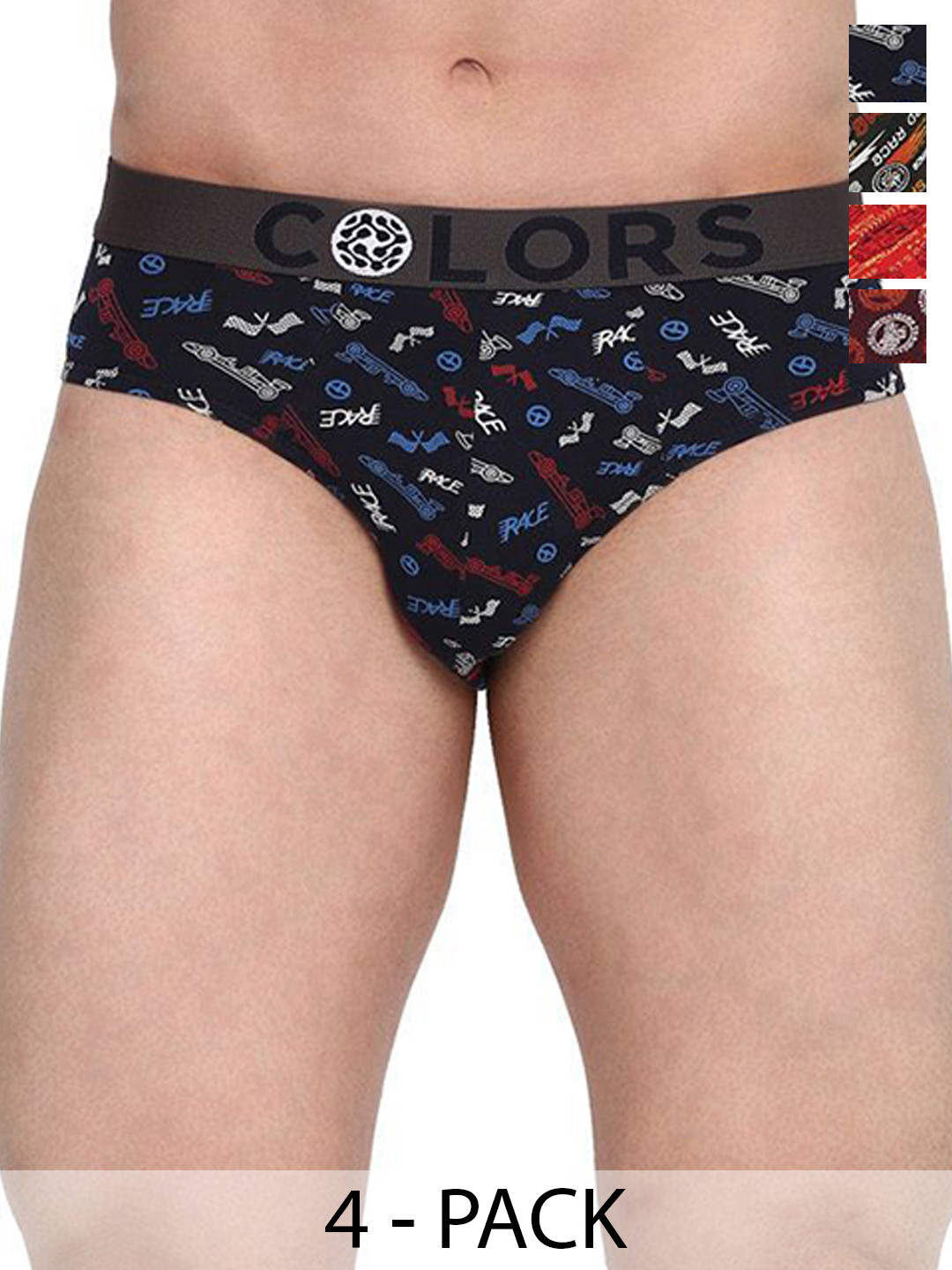 COLORS by Rupa Frontline Men Pack of 4 Printed Basic Briefs