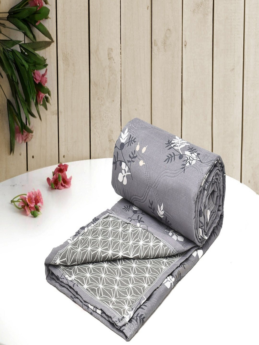 RRC Grey Floral Microfiber AC Room Comforter
