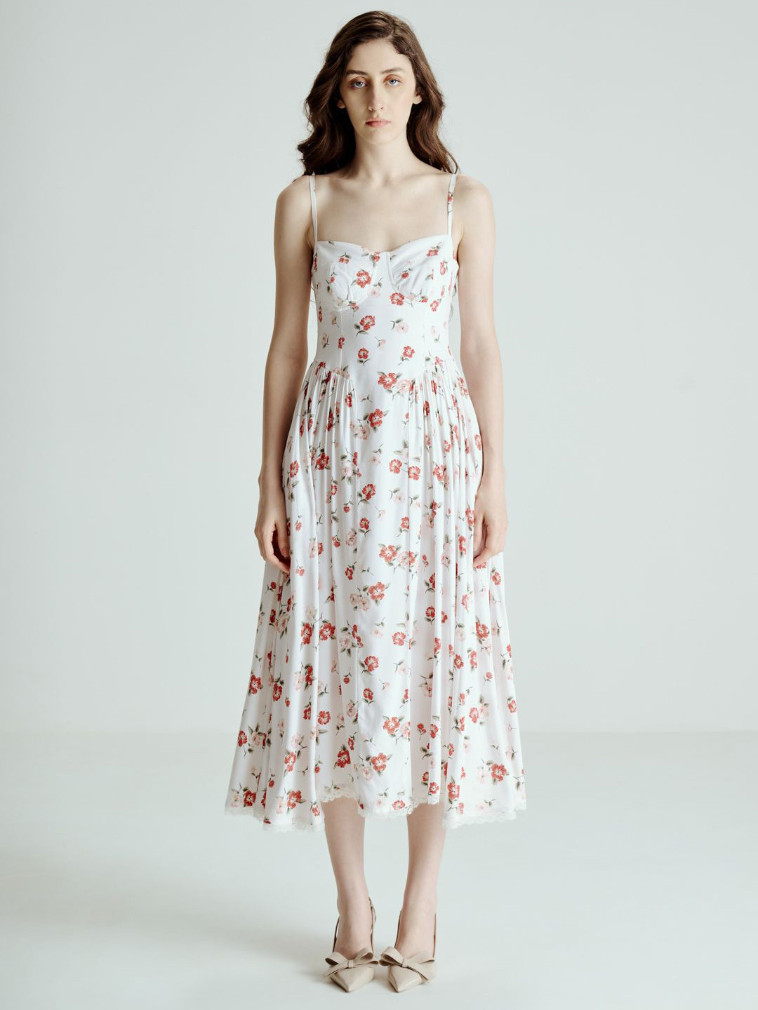 SOTBELLA Women Floral Printed Corset Midi Dress