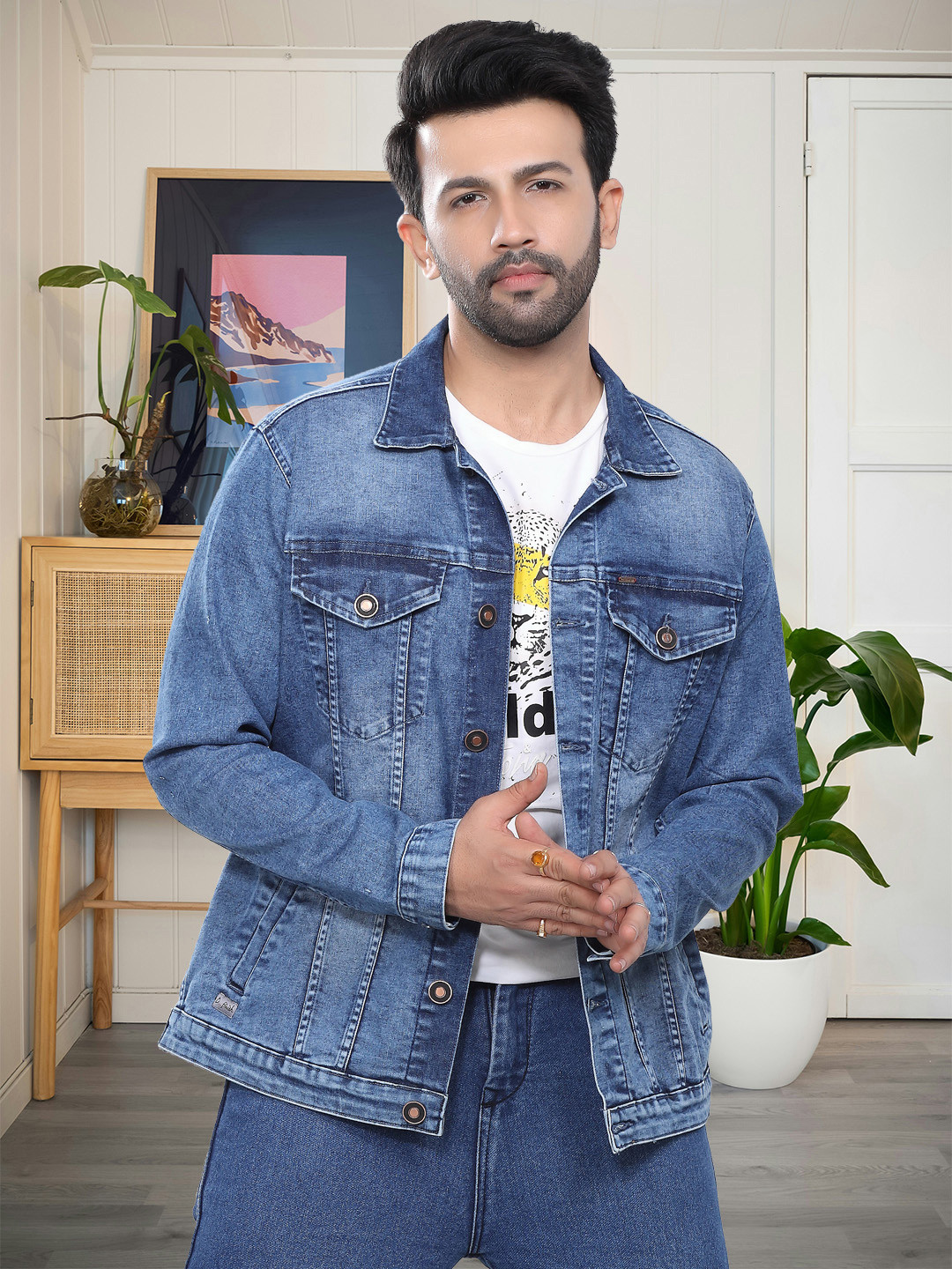 D Finish Men's Denim Casual Jacket