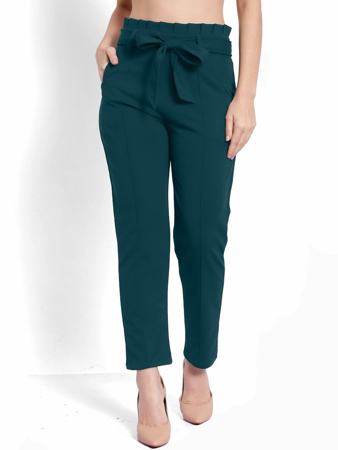 ELVORA Women Slim Fit High-Rise Trousers