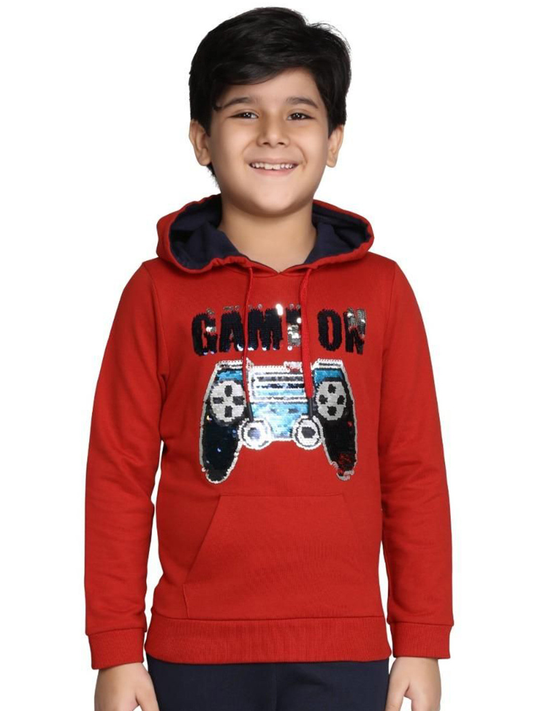 PLUM TREE Boys Hooded Reversable Sequin  Sweatshirt