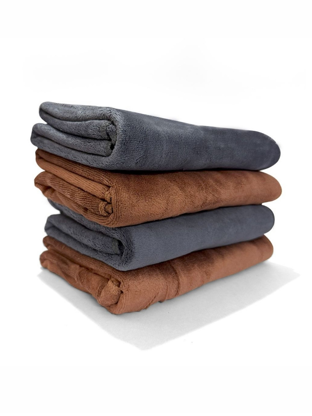 U & U Unique Utilities 4Pc Grey & Brown 400-GSM Microfiber Hand Towels