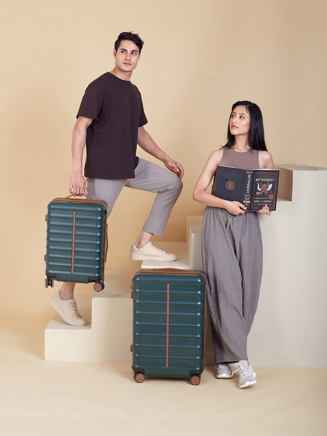 Assembly Premium Set of 2 Cabin and Check-In Trolley Bag - Green - Odyssey 20 & 24 Inches