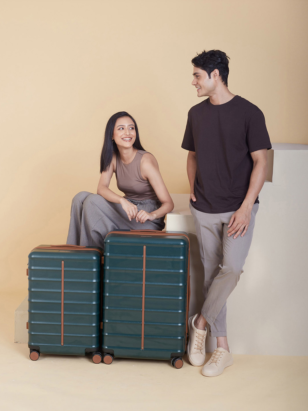 Assembly Premium Set of 2- 24 inches and 28 Inches Check-In Trolley Bags - Green -Odyssey