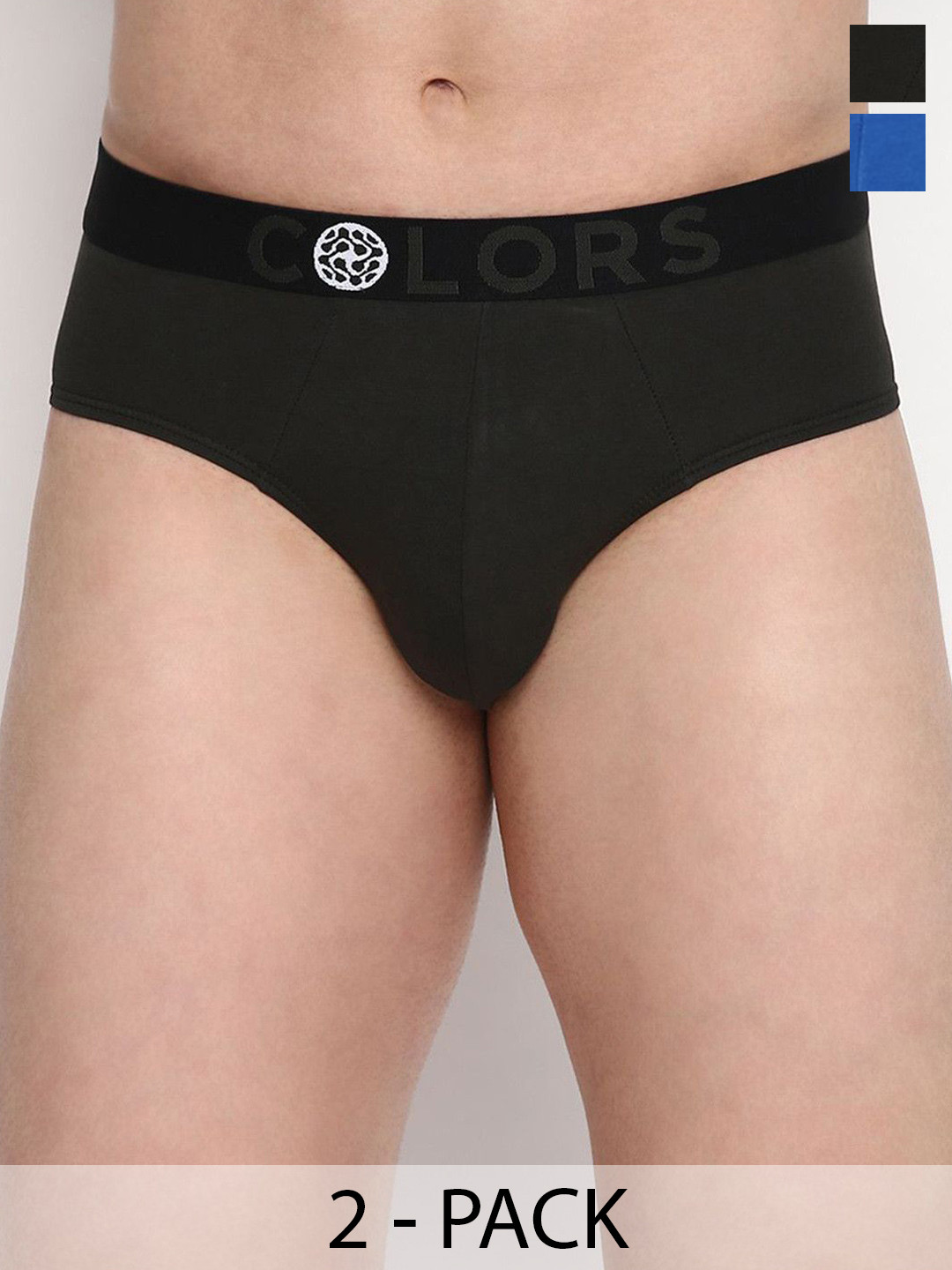 COLORS by Rupa Frontline Pack of 2 Solid Cotton Blend Basic Briefs