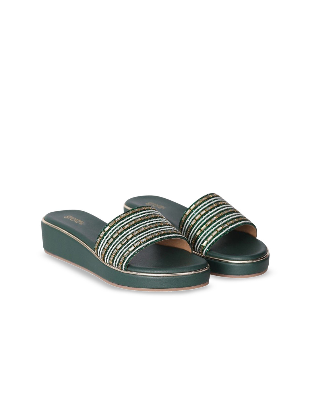 GRETA 3 Inches Flatform Ethnic Embellished Sandals Heel