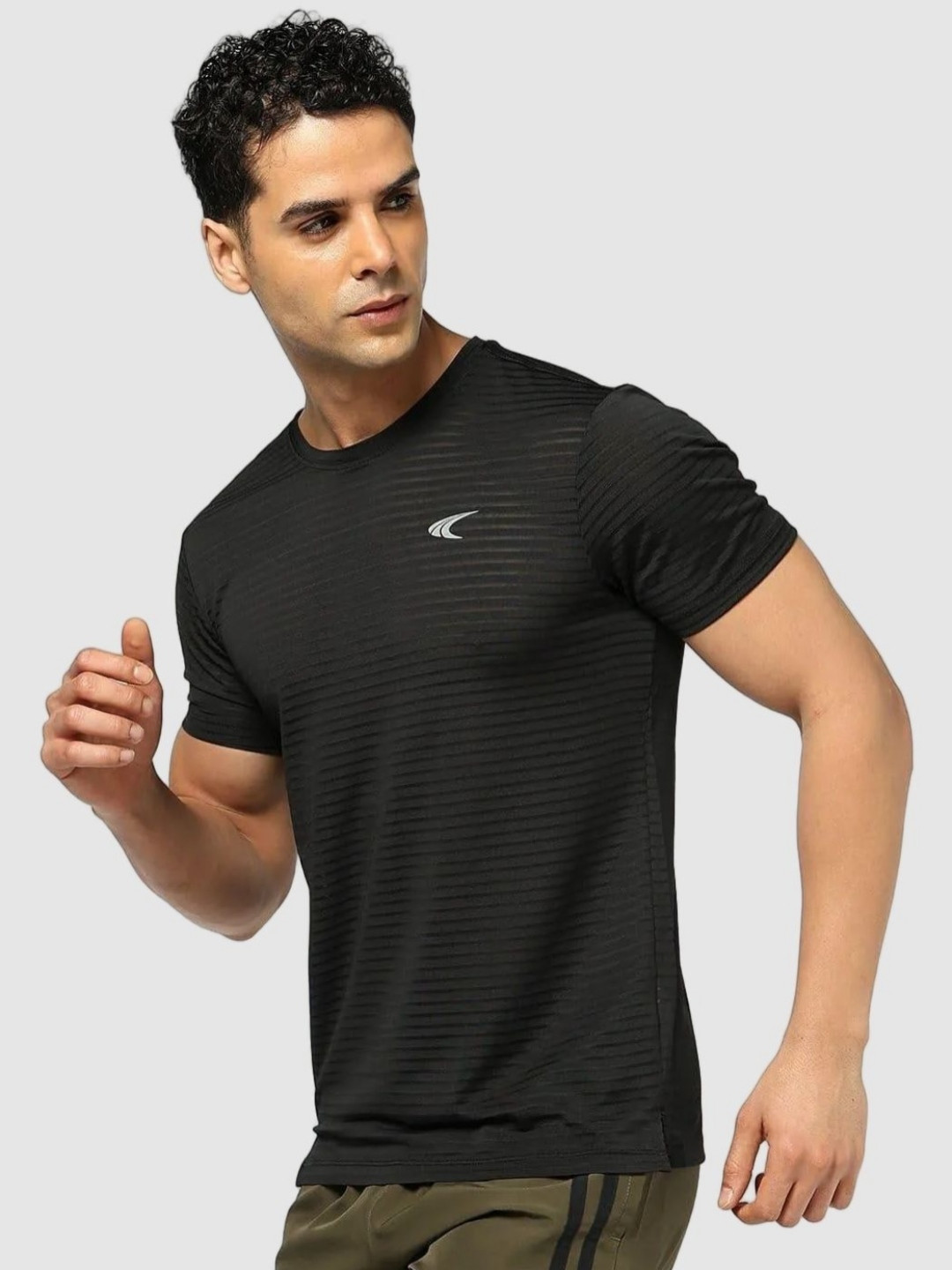 Performax Self Design Round Neck Regular Fit Sports T-shirt