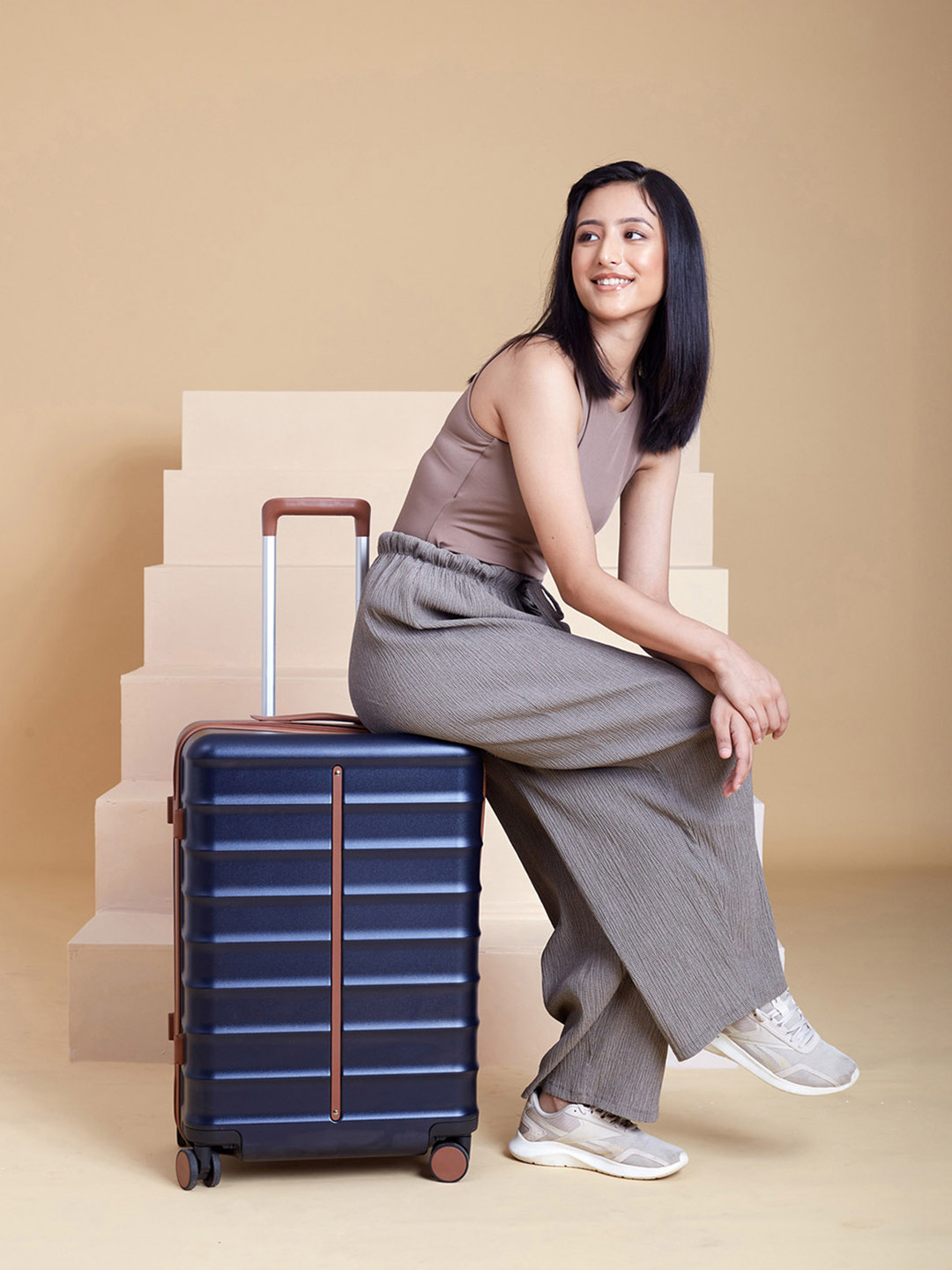 Assembly Premium Polycarbonate Check-In Trolley Bag - 24 inch - Blue - Odyssey 66 Litres