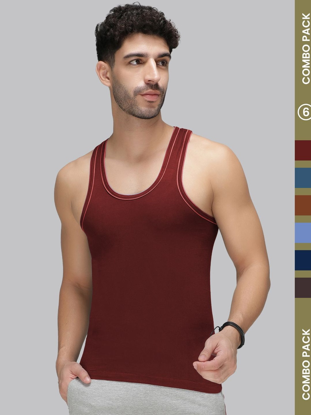 Amul Comfy Men Pack of 4 Plain Cotton Vest