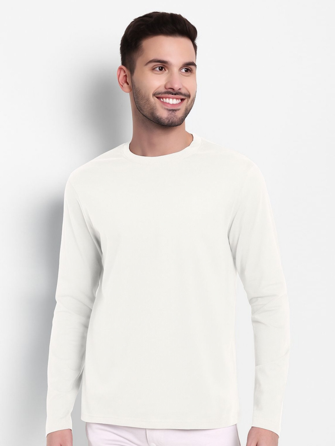inner element Round Neck Long Sleeves Cotton Regular Fit T-shirt