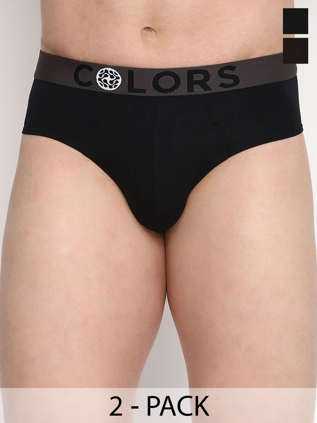 COLORS by Rupa Frontline Pack Of 2 Men Brand Logo Printed Mid-Rise Basic Briefs