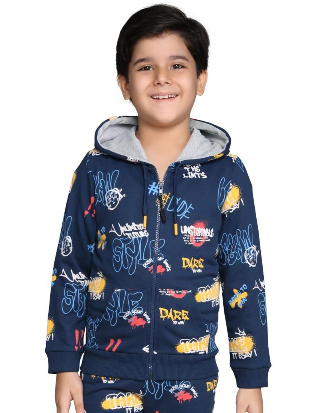 PLUM TREE Boys Zip-Up Printed Hoodie Sweatshirt
