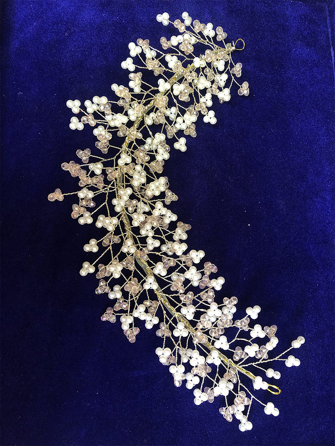 SAMYAK Women Crystal Beaded Handmade Hair Pins Tiara