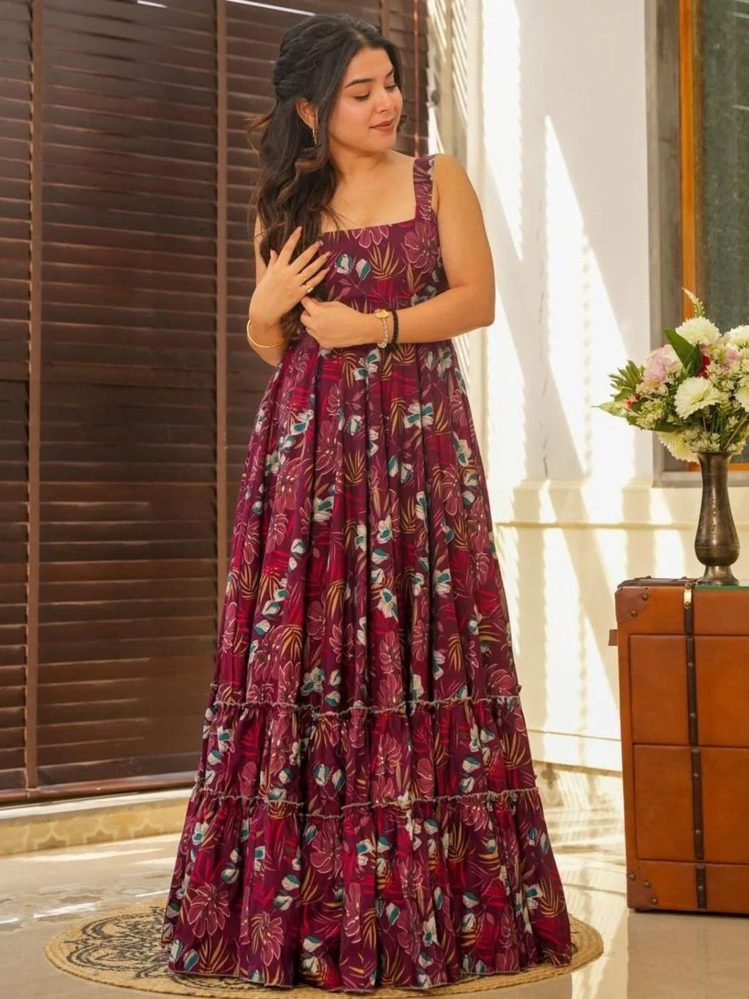 GLOSIA DESIGN Women Floral Printed Fit & Flare Maxi Dress