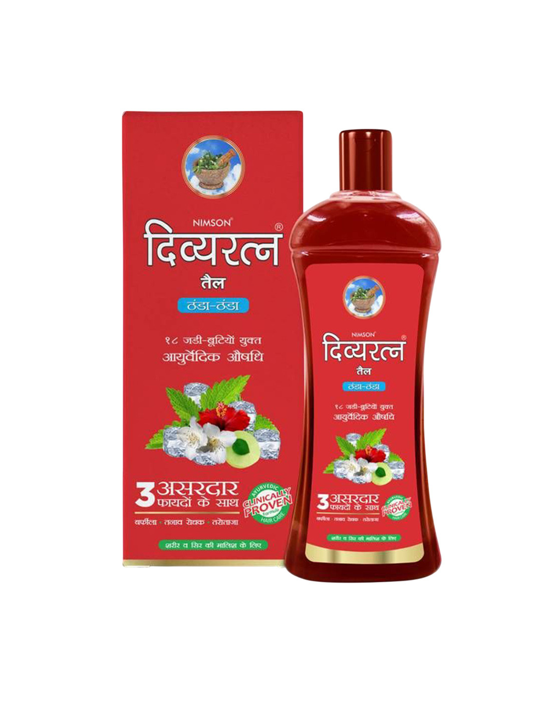 Nimson Divyaratna Ayurvedic Thanda Cool Hair Oil Headache & Stress Relief Oil - 180 ml