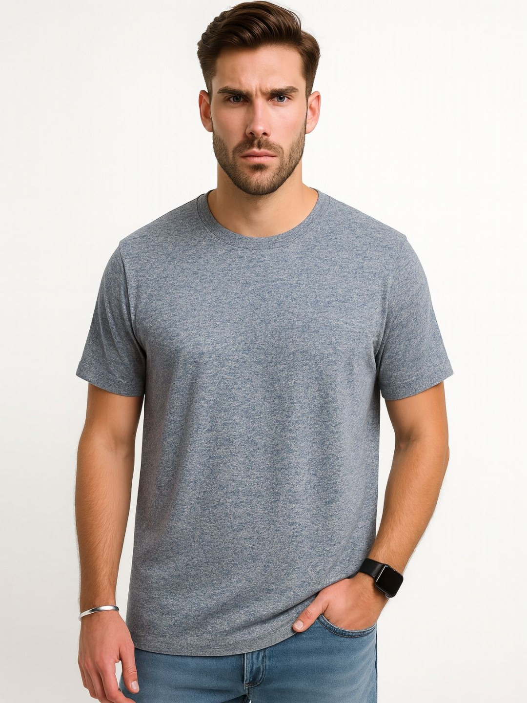 JUARI BE A GENTLEMAN Men Self Design Round Neck Cotton T-shirt