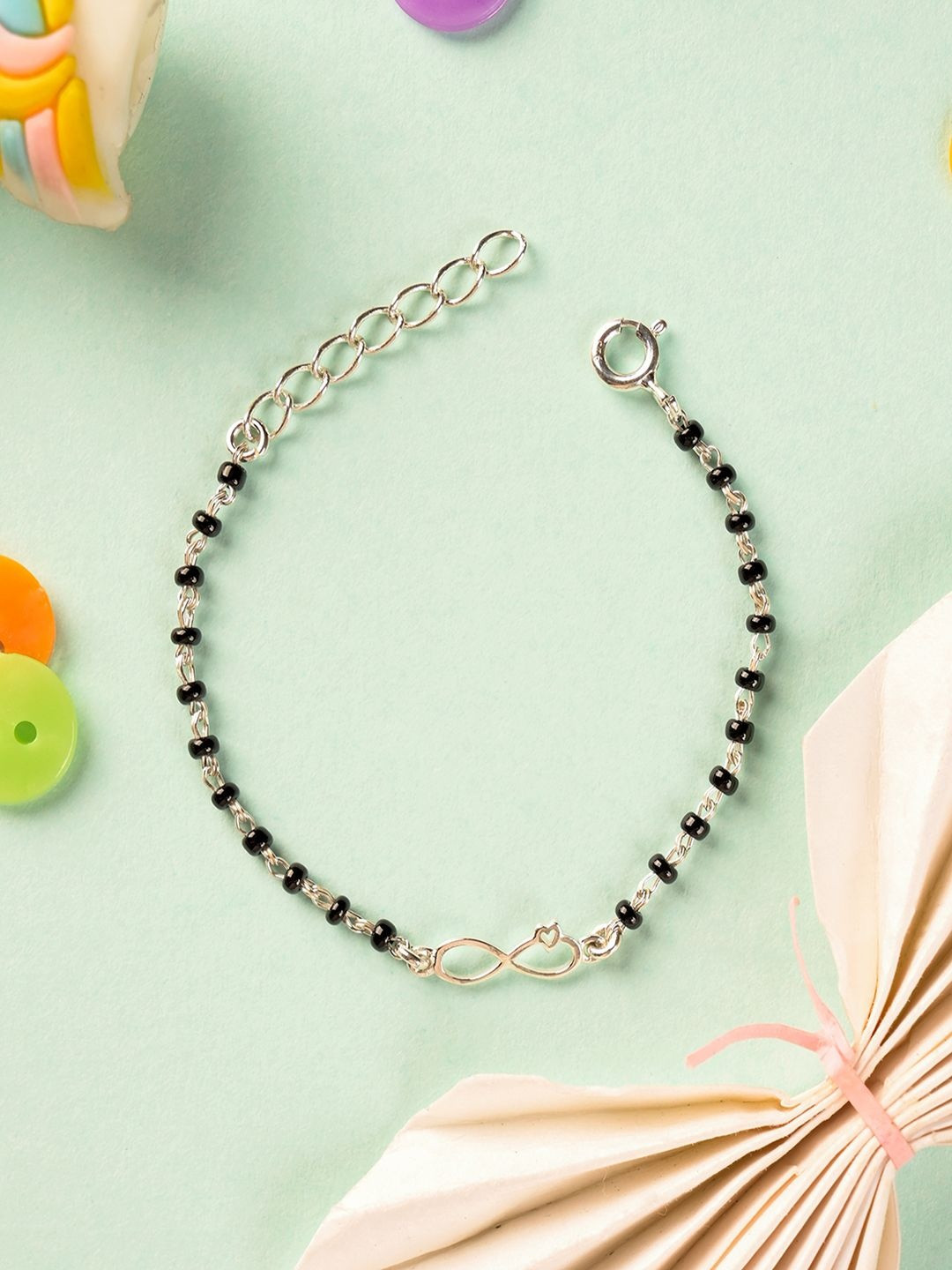 Clara Kids 925 Sterling Silver Rhodium-Plated Nazariya Infinity Bracelet