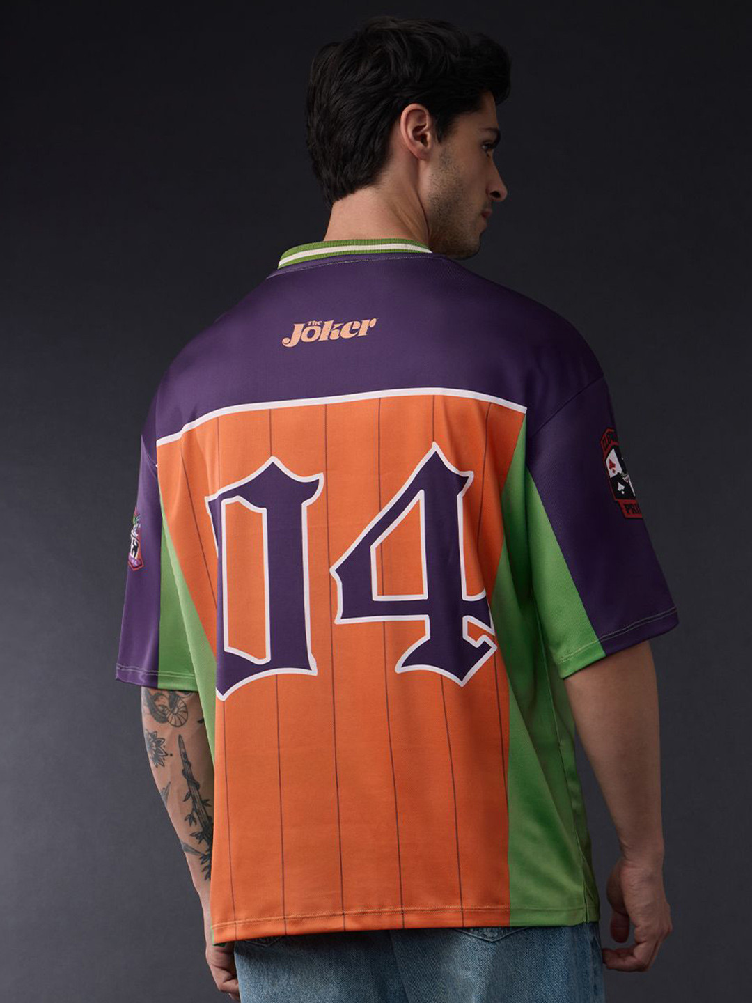 The Souled Store Men Joker Typography Printed V-Neck Oversized T-shirt