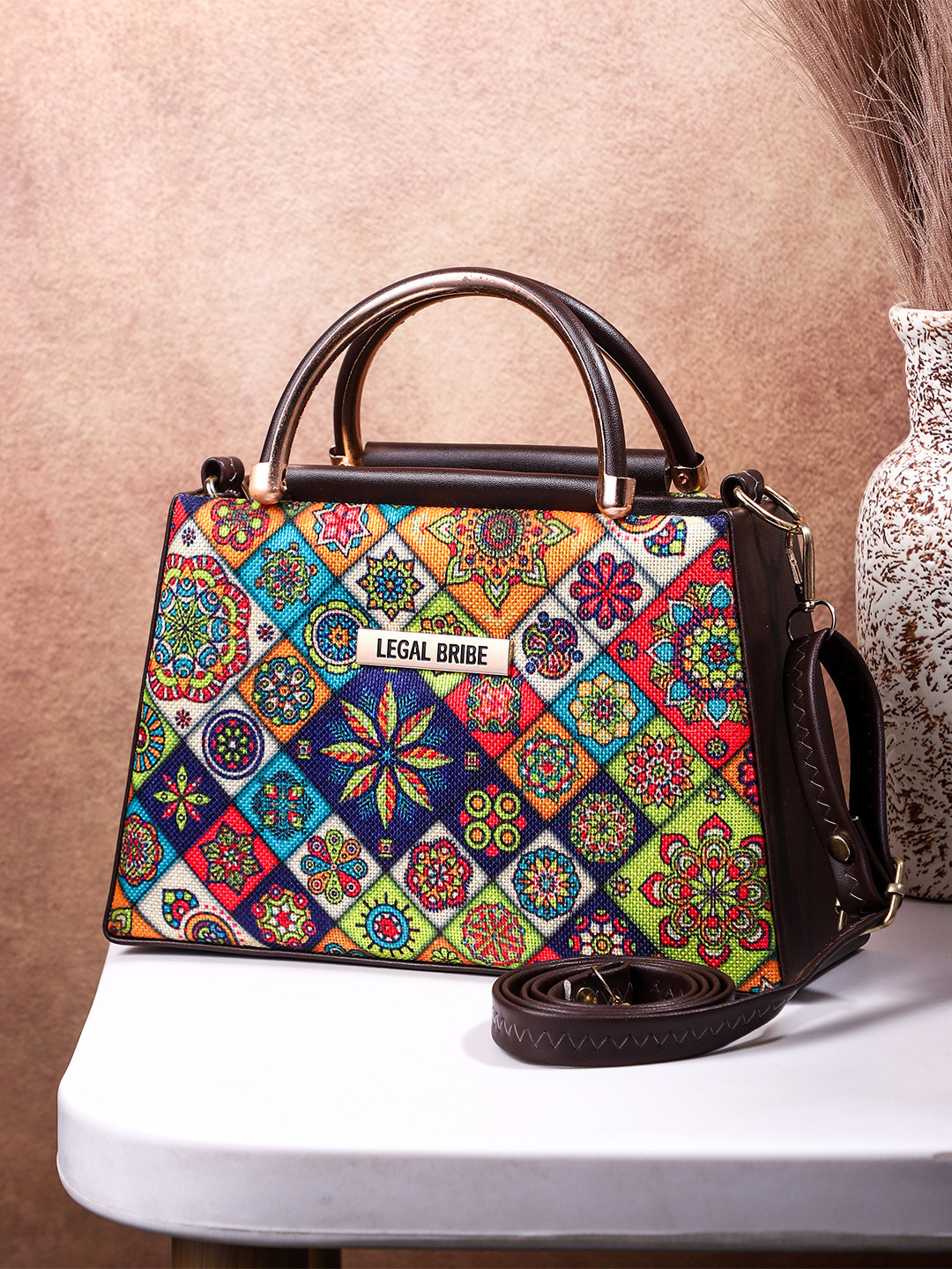 LEGAL BRIBE Floral Printed Structured Sling Bag