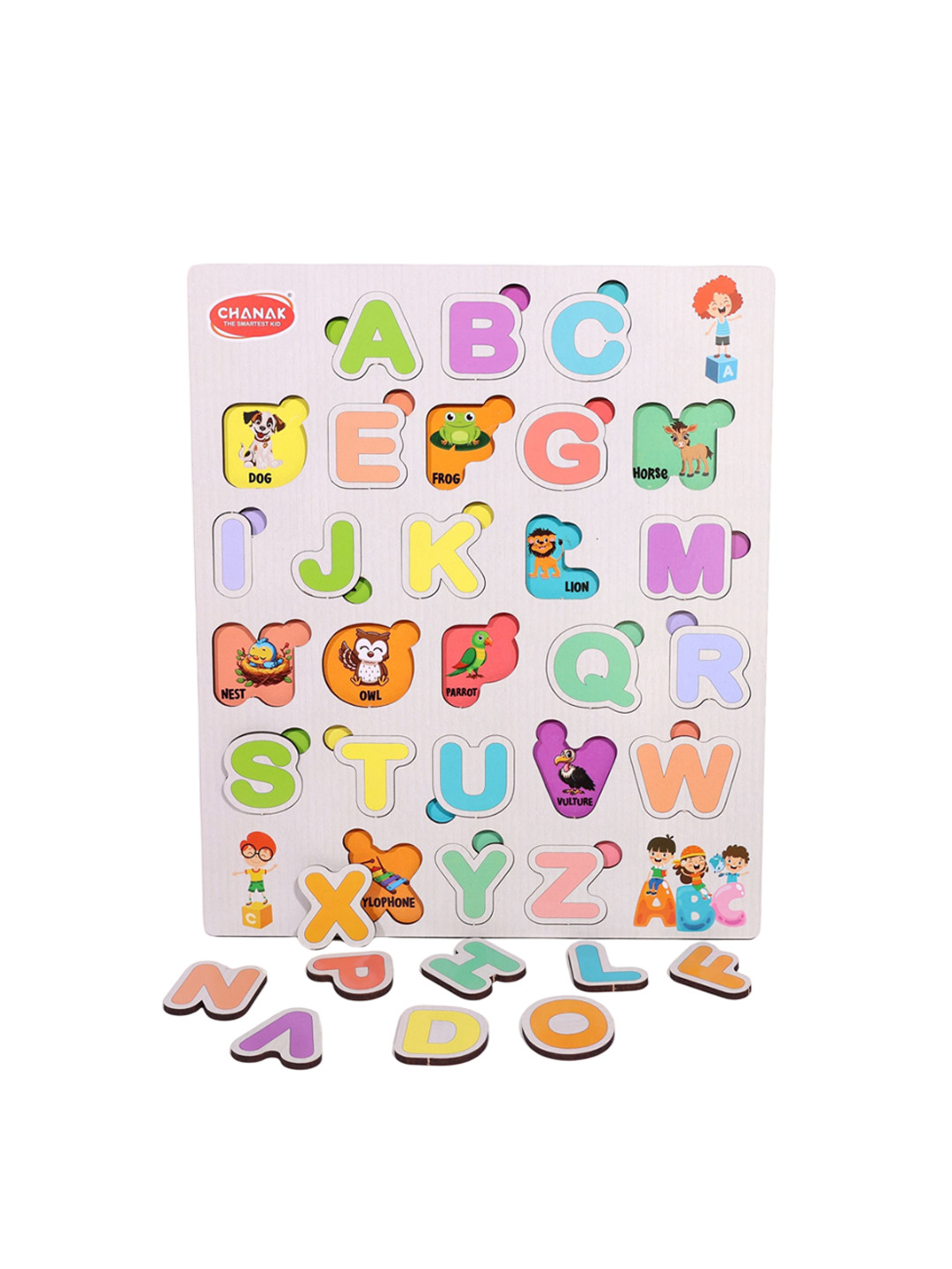CHANAK Kids Wooden Alphabet Puzzle Educational Montessori Board 2+