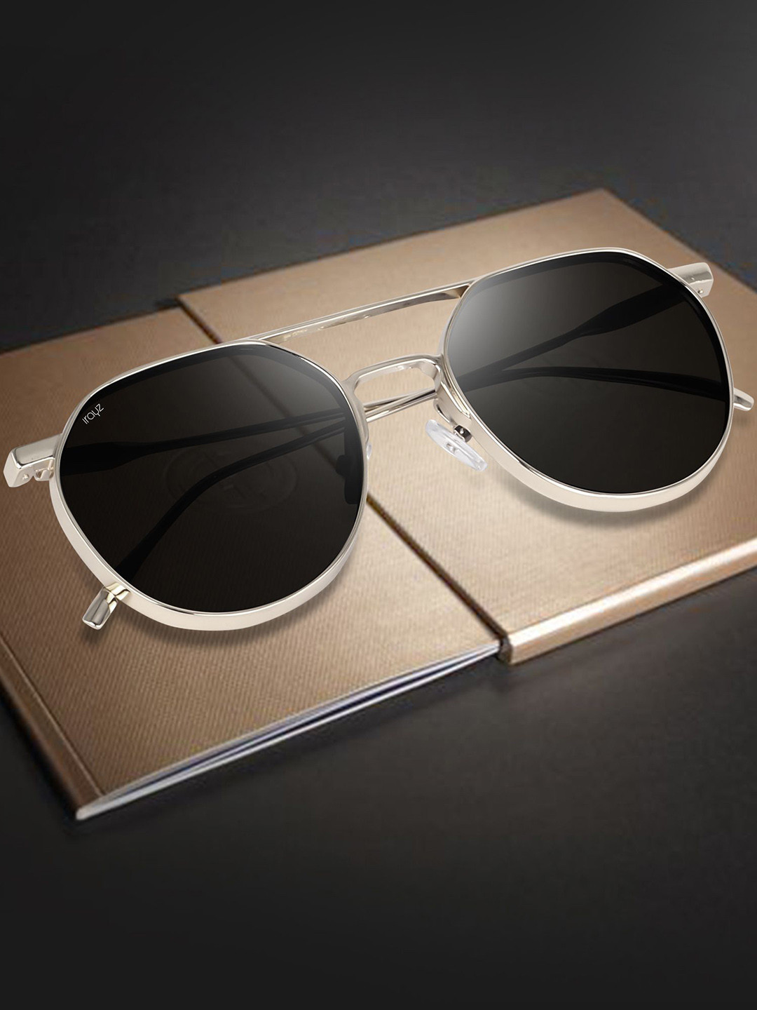 Irayz Stylish Premium Unisex Round Sunglasses With UV Protected Lens Allu-Silver