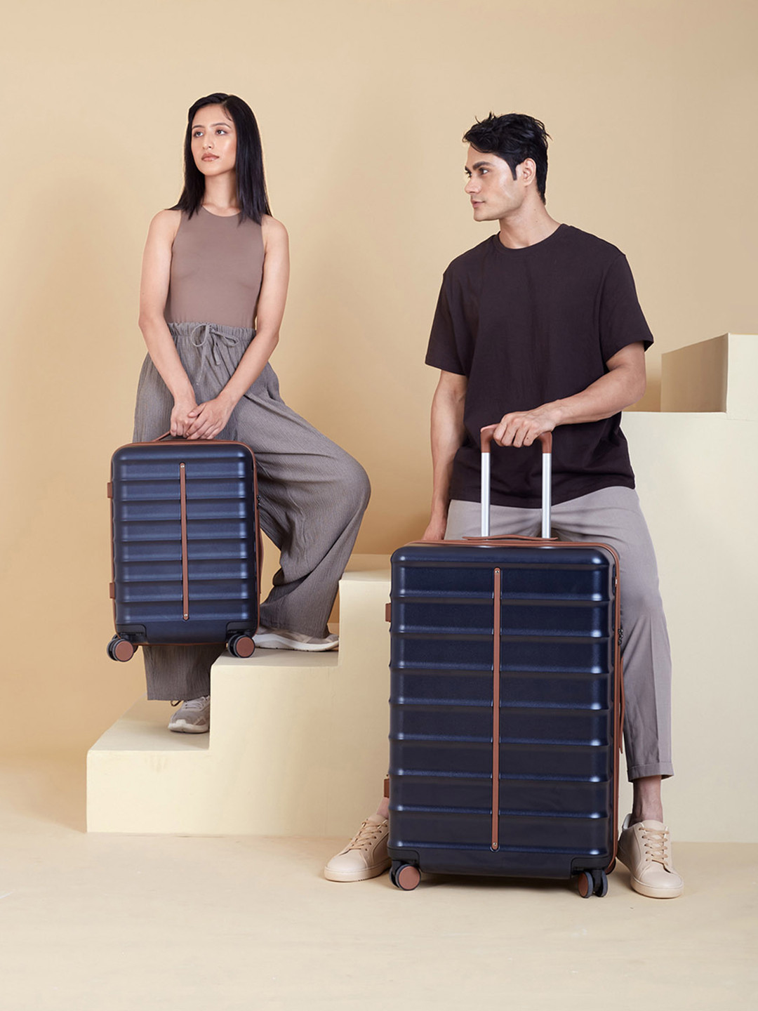 Assembly Premium Set of 2 Cabin and Check-In Trolley Bag - Blue - Odyssey 20 & 28 Inches