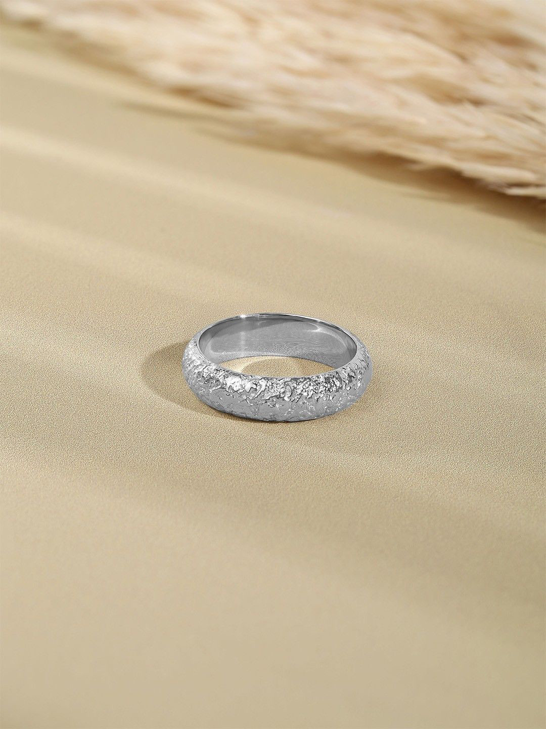 Mia by Tanishq Chunky Textured 925 Sterling Silver Finger Ring