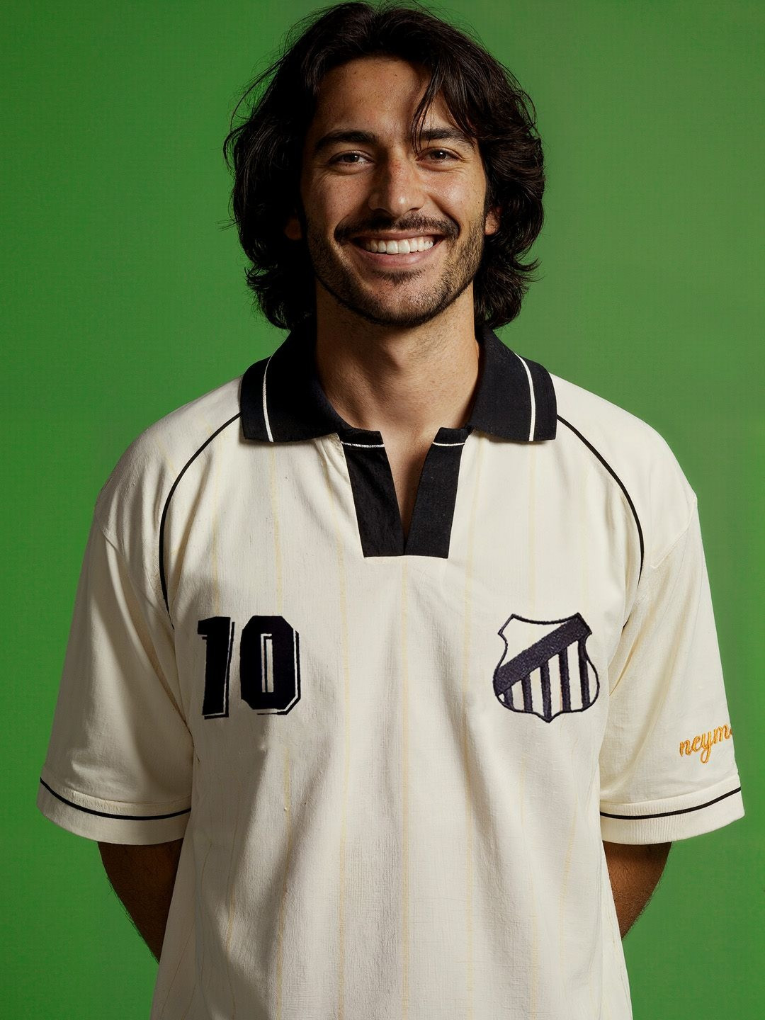 Shop Football Santos Vintage Embroidered Polo Collar Relaxed Fit T-Shirt