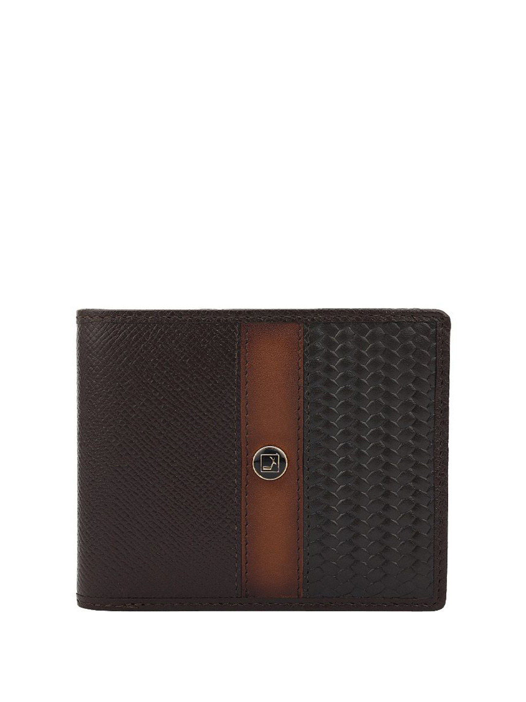 Da Milano Brown Textured Leather Two Fold Wallet