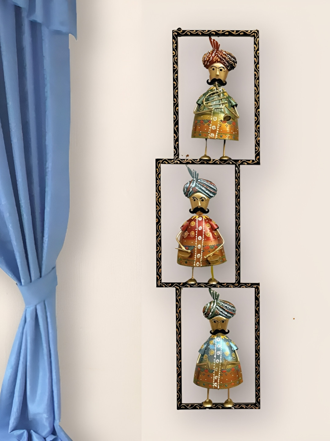 ANSHIKA INTERNATIONAL Green & Yellow Moustache Sardar Wall Frame