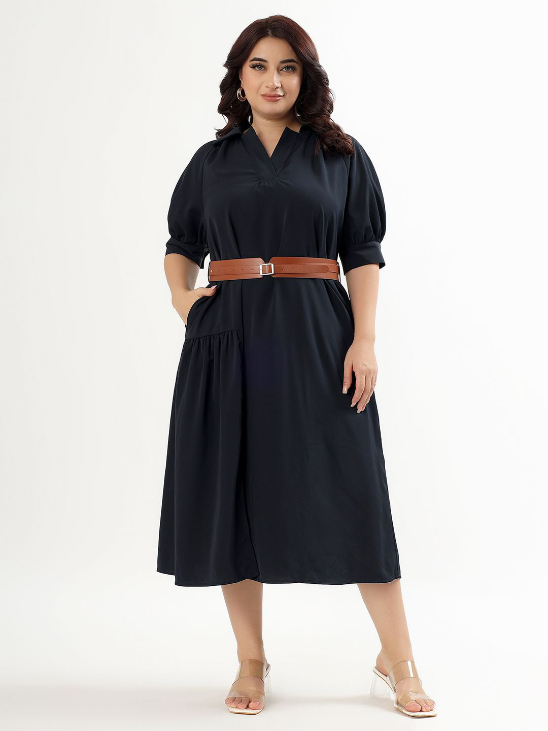 PELLE LUXUR Plus Size Fit and FlareDress